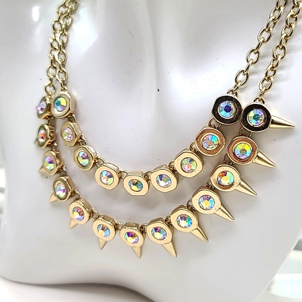 $152 Pam & Gela JUICY COUTURE Aurora Borealis Convertible Double Neck w Spikes! - Picture 2 of 11